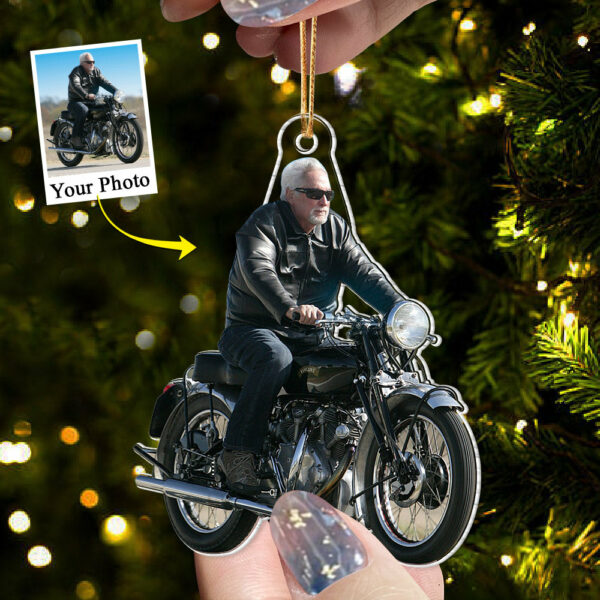 Custom Photo Acrylic Ornament Gift For Biker Lovers - Personalized Upload Photo Acrylic Ornament For Biker Club - Image 3