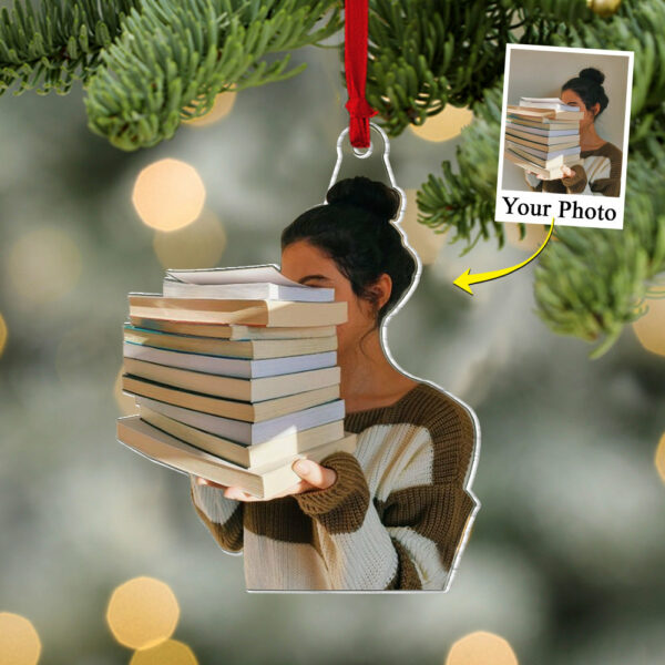 Custom Photo Acrylic Ornament Gift For Book Lovers, Reading Ornament TT01 - Image 4