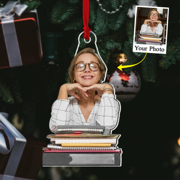 Custom Photo Acrylic Ornament Gift For Book Lovers, Reading Ornament TT01 - Image 3