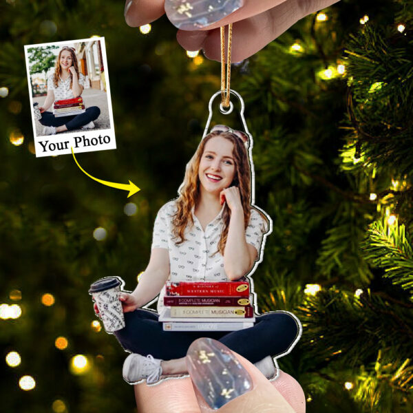 Custom Photo Acrylic Ornament Gift For Book Lovers, Reading Ornament TT01 - Image 5