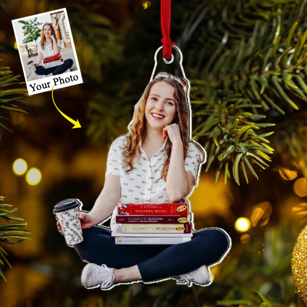 Custom Photo Acrylic Ornament Gift For Book Lovers, Reading Ornament TT01 - Image 2