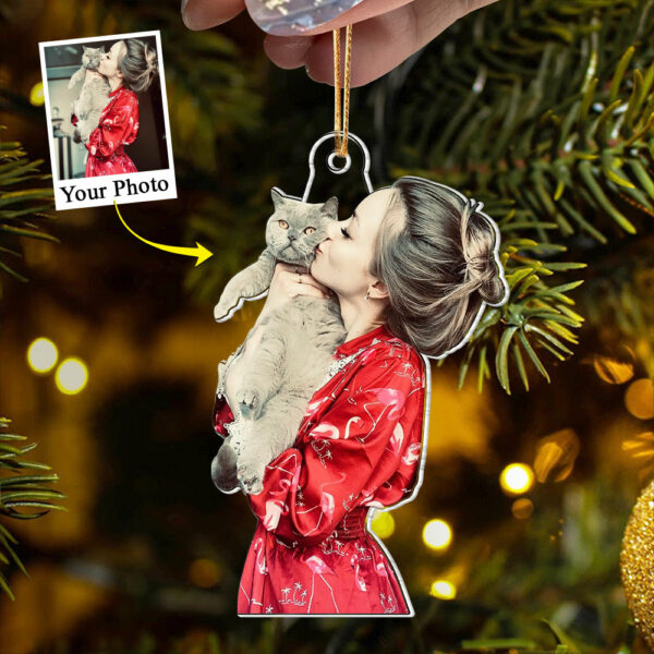 Custom Photo Acrylic Ornament Gift For Cat Lovers - Personalized Upload Photo Acrylic Ornament For Cat Dad, Cat Mom - Image 4