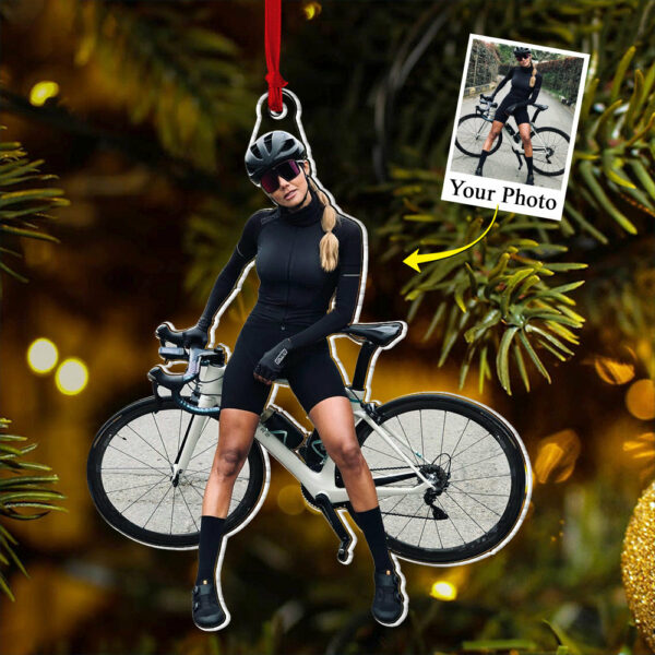 Custom Photo Acrylic Ornament Gift For Cycling Lovers - Personalized Upload Photo Acrylic Ornament For Bicycle Club - Image 3