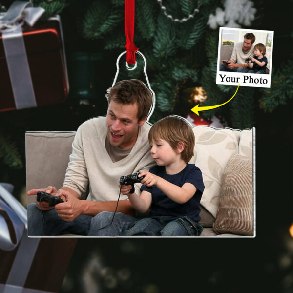 Custom Photo Acrylic Ornament Gift For Game Lovers - Personalized Upload Photo Acrylic Ornament For Family Gamer - Image 2