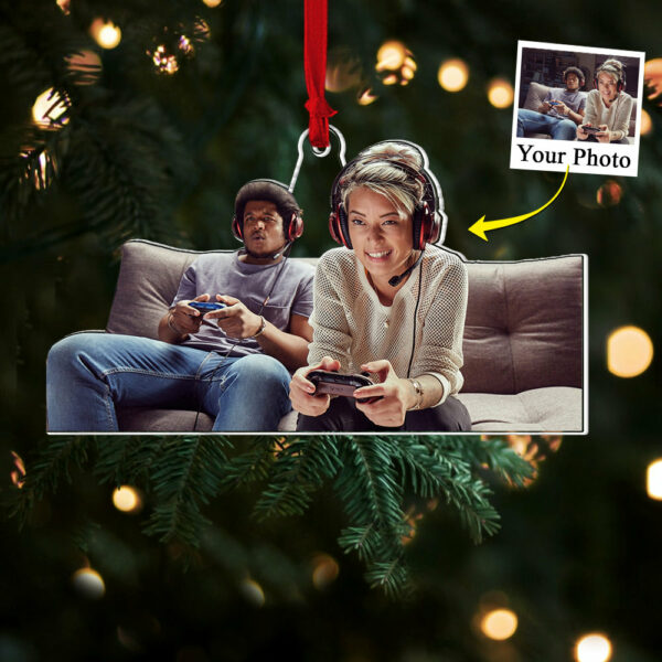 Custom Photo Acrylic Ornament Gift For Game Lovers - Personalized Upload Photo Acrylic Ornament For Family Gamer - Image 4