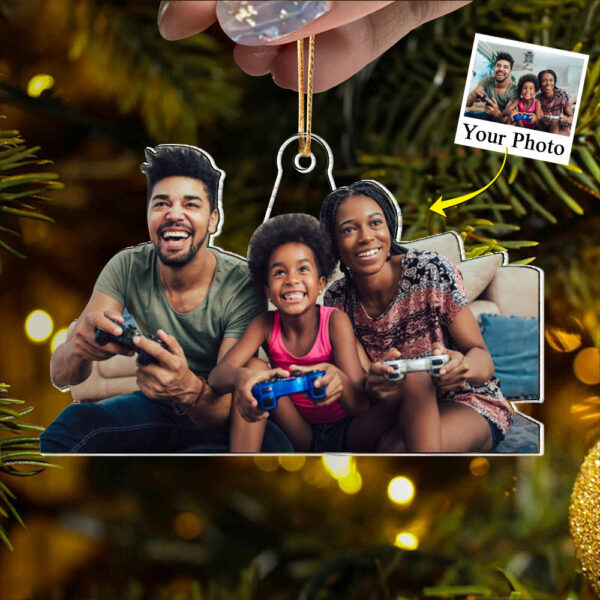 Custom Photo Acrylic Ornament Gift For Game Lovers - Personalized Upload Photo Acrylic Ornament For Family Gamer - Image 3