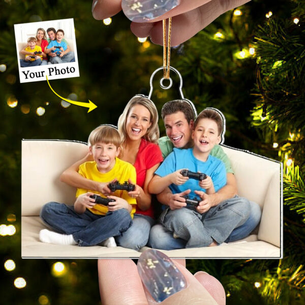 Custom Photo Acrylic Ornament Gift For Game Lovers - Personalized Upload Photo Acrylic Ornament For Family Gamer - Image 5