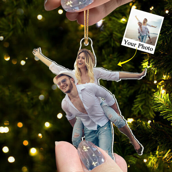 Custom Photo Acrylic Ornament Gift For Him - Personalized Upload Photo Young Couple - Image 4