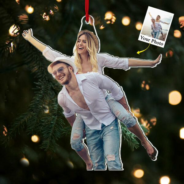 Custom Photo Acrylic Ornament Gift For Him - Personalized Upload Photo Young Couple - Image 3