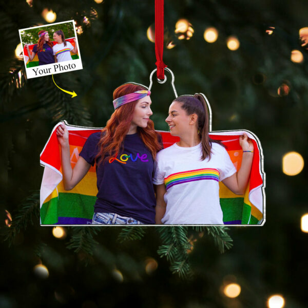 Custom Photo Acrylic Ornament Gift For LGBT - Personalized Upload Photo Acrylic Ornament For LGBT Couple - Image 5