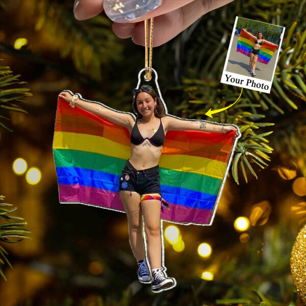 Custom Photo Acrylic Ornament Gift For LGBT - Personalized Upload Photo Acrylic Ornament For LGBT Couple - Image 4