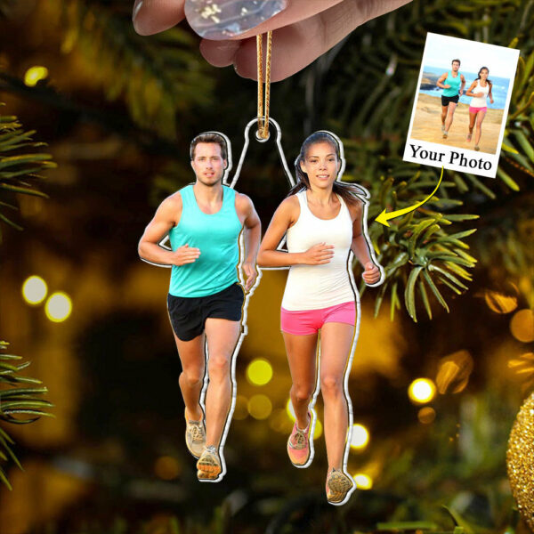 Custom Photo Acrylic Ornament Gift For Running Lovers - Personalized Upload Photo Acrylic Ornament For Runner - Image 2