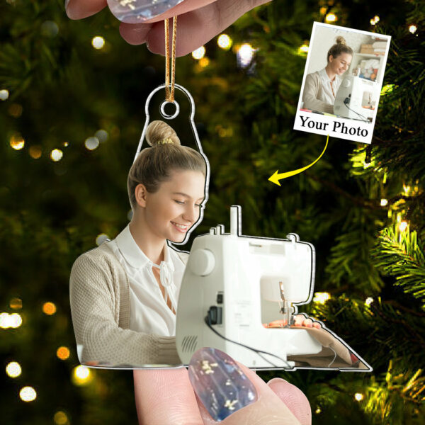 Custom Photo Acrylic Ornament Gift For Sewing Lovers - Personalized Upload Photo Acrylic Ornament For Sewing Club - Image 3