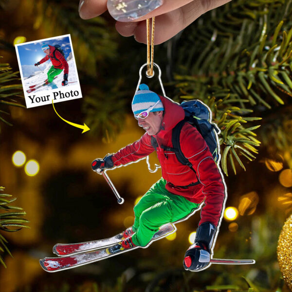 Custom Photo Acrylic Ornament Gift For Skiing Lovers - Personalized Upload Photo Acrylic Ornament For Jiu Skiing Club - Image 3