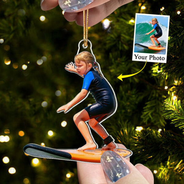 Custom Photo Acrylic Ornament Gift For Surfing Lovers - Personalized Upload Photo Acrylic Ornament For Surfing Club - Image 2