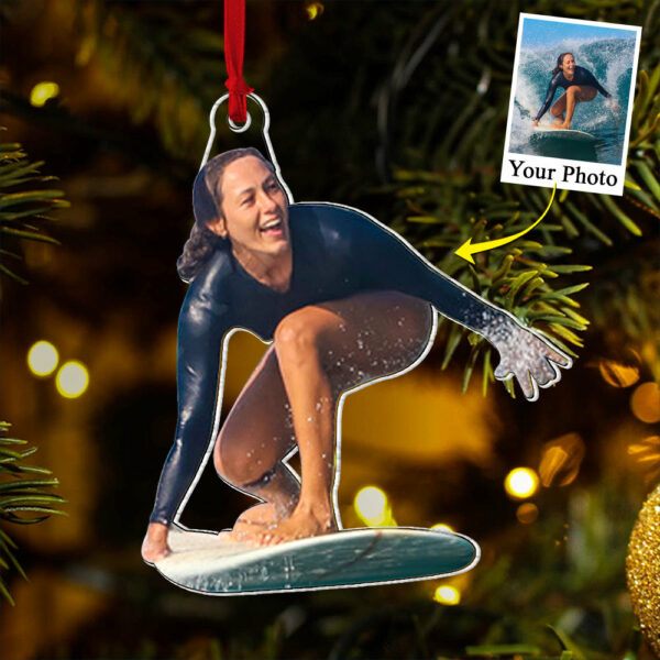 Custom Photo Acrylic Ornament Gift For Surfing Lovers - Personalized Upload Photo Acrylic Ornament For Surfing Club - Image 3