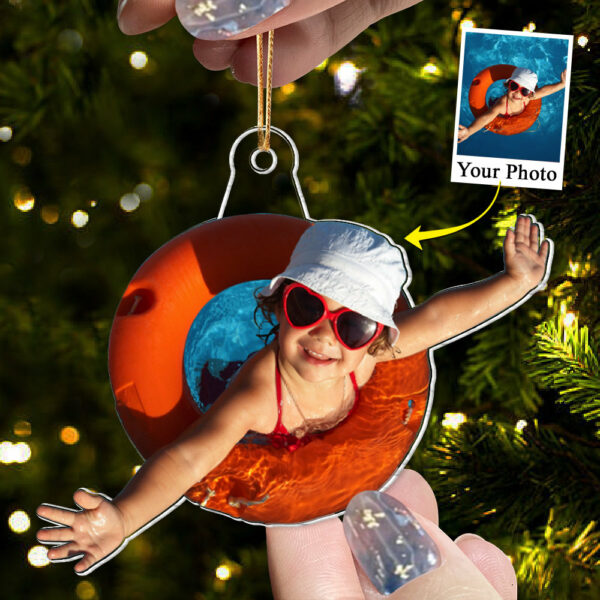 Custom Photo Acrylic Ornament Gift For Swimming Lovers - Personalized Upload Photo Acrylic Ornament For Woman Love Beach - Image 2