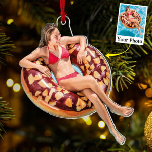 Custom Photo Acrylic Ornament Gift For Swimming Lovers - Personalized Upload Photo Acrylic Ornament For Woman Love Beach