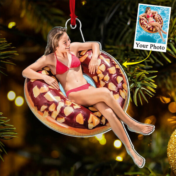Custom Photo Acrylic Ornament Gift For Swimming Lovers - Personalized Upload Photo Acrylic Ornament For Woman Love Beach