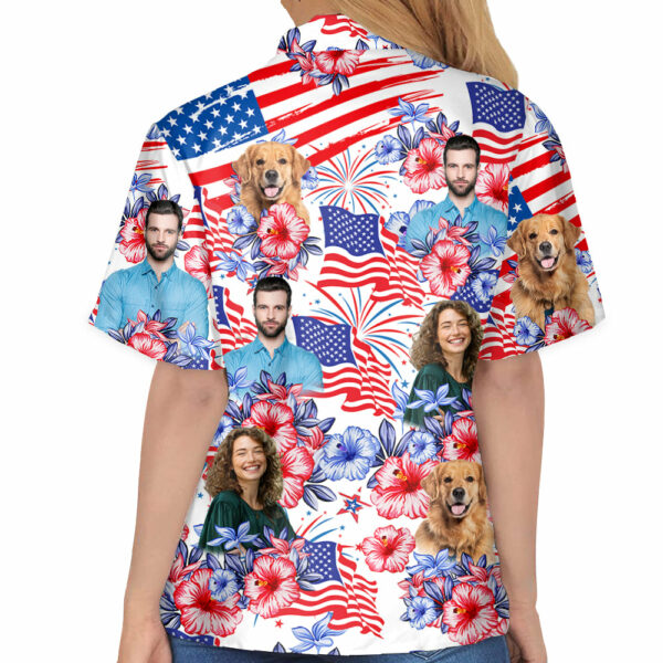 Custom Photo American Flag Hawaiian Shirt, Personalized Shirt - Image 6