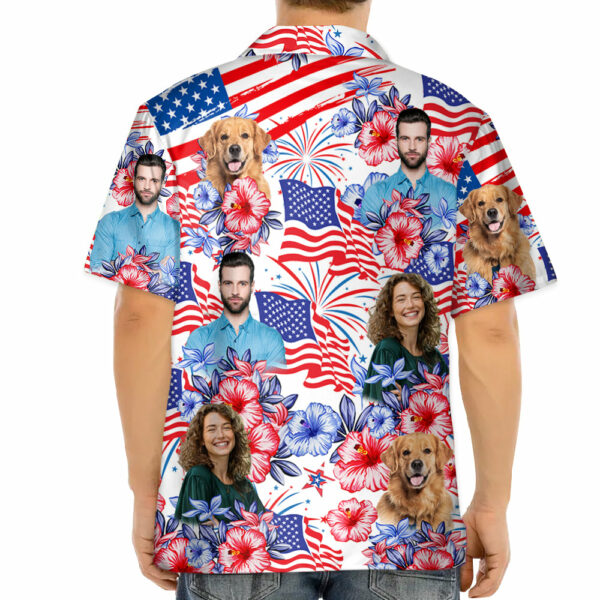 Custom Photo American Flag Hawaiian Shirt, Personalized Shirt - Image 3