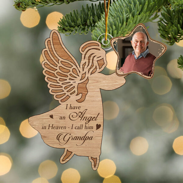Custom Photo Angel In Heaven Memorial Ornament - Personalized Photo Acrylic Ornament - Image 2