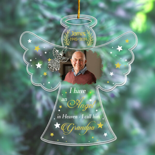 Custom Photo Angel In Heaven Memorial Ornament - Personalized Photo Acrylic Ornament - Image 3