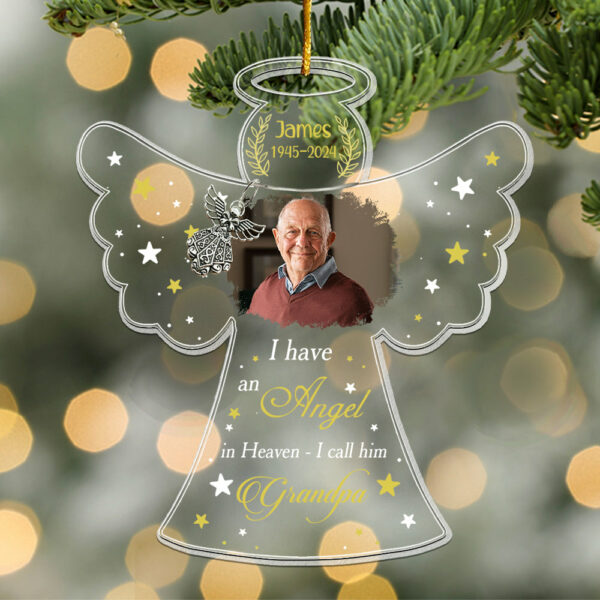 Custom Photo Angel In Heaven Memorial Ornament - Personalized Photo Acrylic Ornament - Image 2