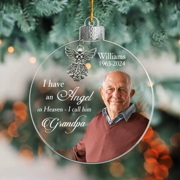 Custom Photo Angel In Heaven Memorial Ornament - Personalized Photo Acrylic Ornament - Image 2