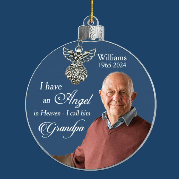 Custom Photo Angel In Heaven Memorial Ornament - Personalized Photo Acrylic Ornament - Image 4
