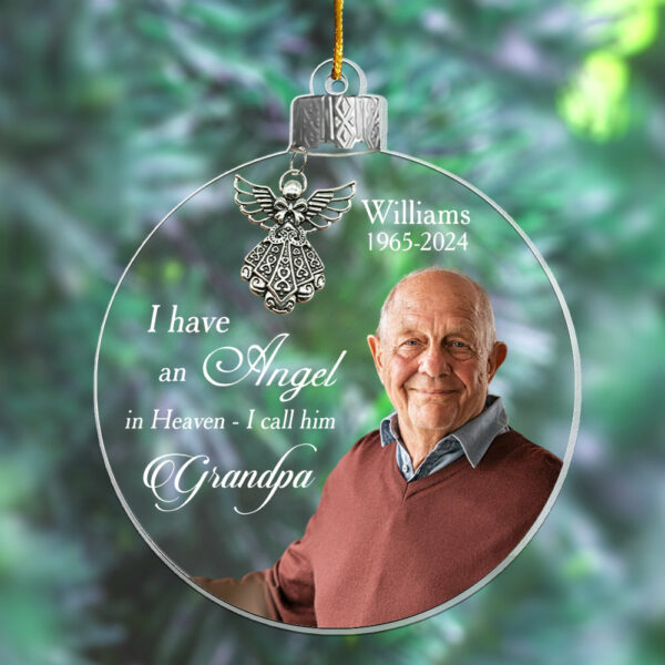 Custom Photo Angel In Heaven Memorial Ornament - Personalized Photo Acrylic Ornament - Image 3