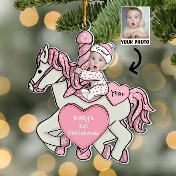 Custom Photo Baby First Christmas Ornament - Personalized Acrylic Photo Ornament - Image 3