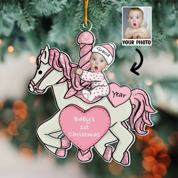 Custom Photo Baby First Christmas Ornament - Personalized Acrylic Photo Ornament - Image 2