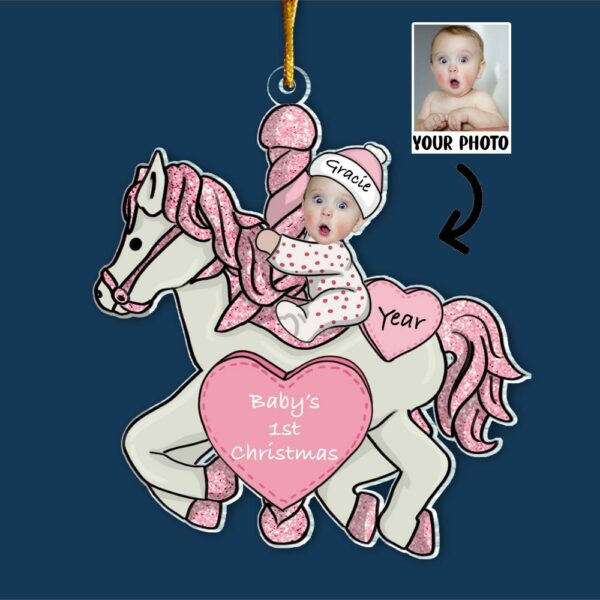 Custom Photo Baby First Christmas Ornament - Personalized Acrylic Photo Ornament - Image 5