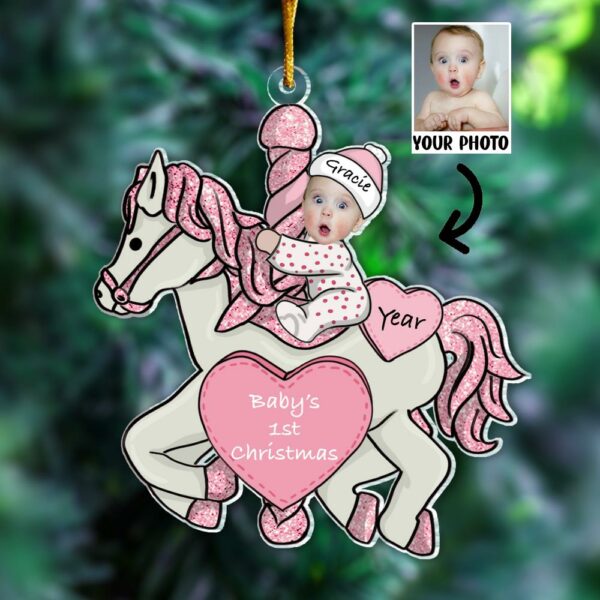 Custom Photo Baby First Christmas Ornament - Personalized Acrylic Photo Ornament - Image 4