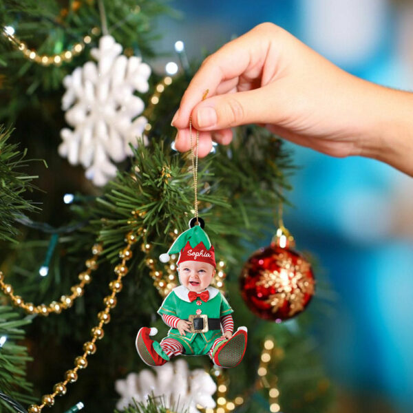 Custom Photo Baby Ornament - Custom Baby Name Photo Christmas Ornament - Image 2
