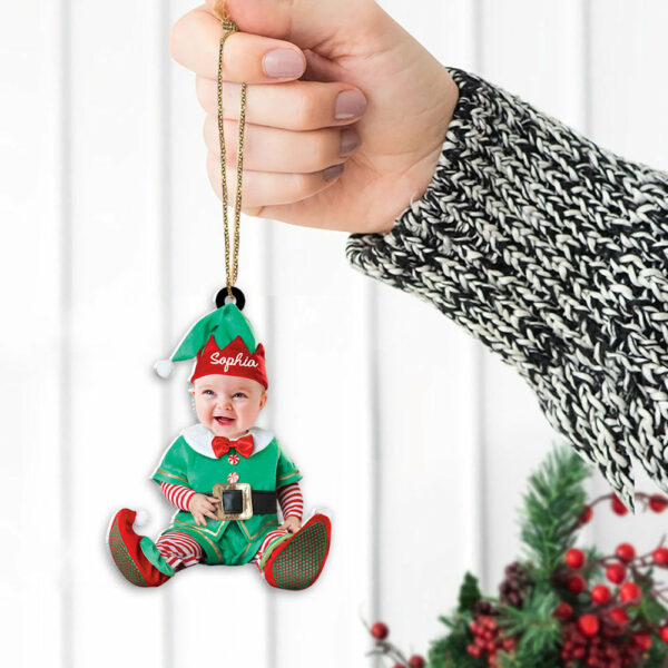 Custom Photo Baby Ornament - Custom Baby Name Photo Christmas Ornament - Image 4