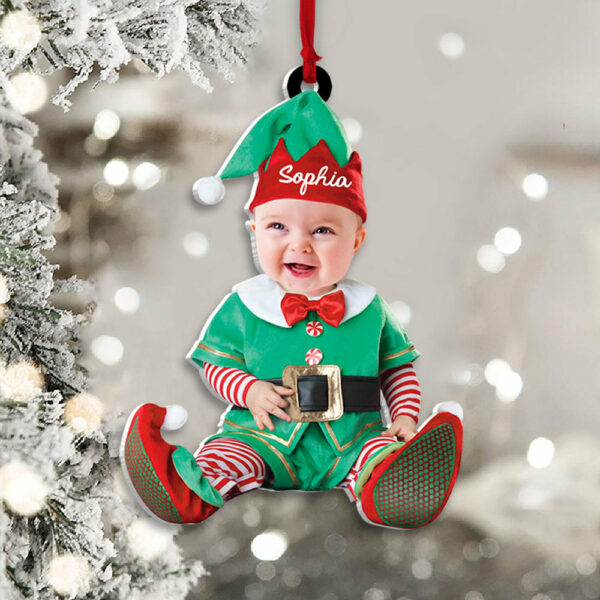 Custom Photo Baby Ornament - Custom Baby Name Photo Christmas Ornament - Image 6