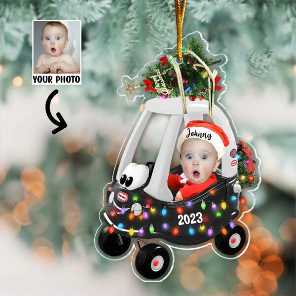 Custom Photo Baby Sitting Little Tikes Cozy Coupe Ornament - Personalized Acrylic Ornament For Newborn - Image 6
