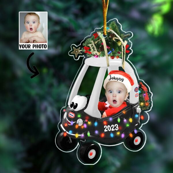 Custom Photo Baby Sitting Little Tikes Cozy Coupe Ornament - Personalized Acrylic Ornament For Newborn - Image 4