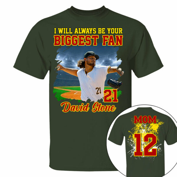 Custom Photo Baseball Player I Will Always Be Your Biggest Fan Personalized Softball Shirt Gift Baseball Mom Baseball Dad GameDay - Image 6