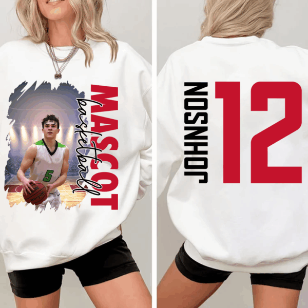 Custom Photo Basketball Shirt, Personalized Basketball Mom Shirt, Game Day Basketball Hoodie, Basketball Dad Sweatshirt