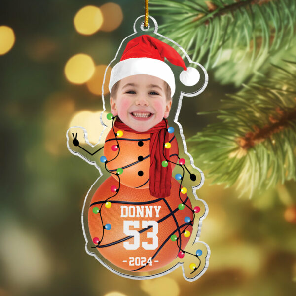 Custom Photo Basketball Snowman Ornament - Gifts For Players, Team, Boys - Personalized Acrylic Ornament - Image 5