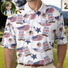 Custom Photo Best Dad Ever USA Flag Polo Shirt