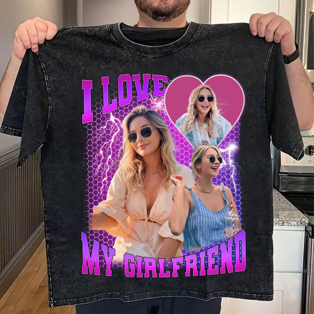Custom Photo Bootleg Rap I Love My Girlfriend Valentine Shirt Gift For Boyfriend