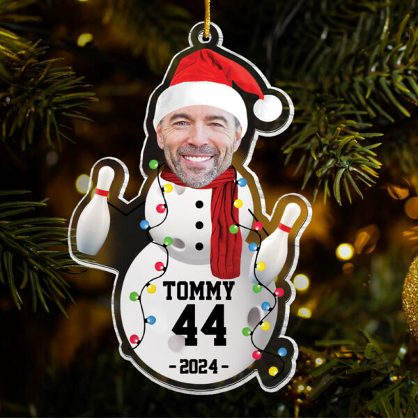 Custom Photo Bowling Snowman Ornament - Gifts For Players, Team, Boys - Personalized Acrylic Ornament - Image 6