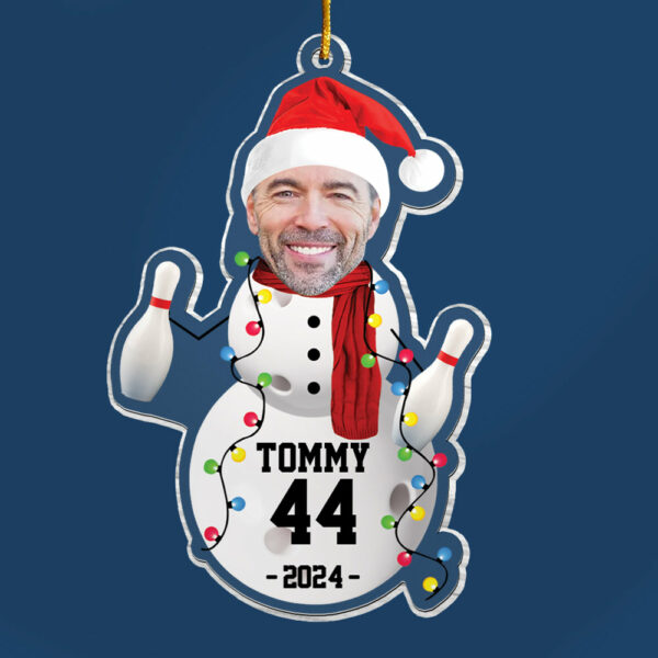 Custom Photo Bowling Snowman Ornament - Gifts For Players, Team, Boys - Personalized Acrylic Ornament - Image 4
