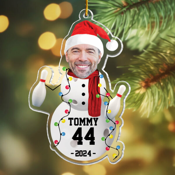 Custom Photo Bowling Snowman Ornament - Gifts For Players, Team, Boys - Personalized Acrylic Ornament - Image 5
