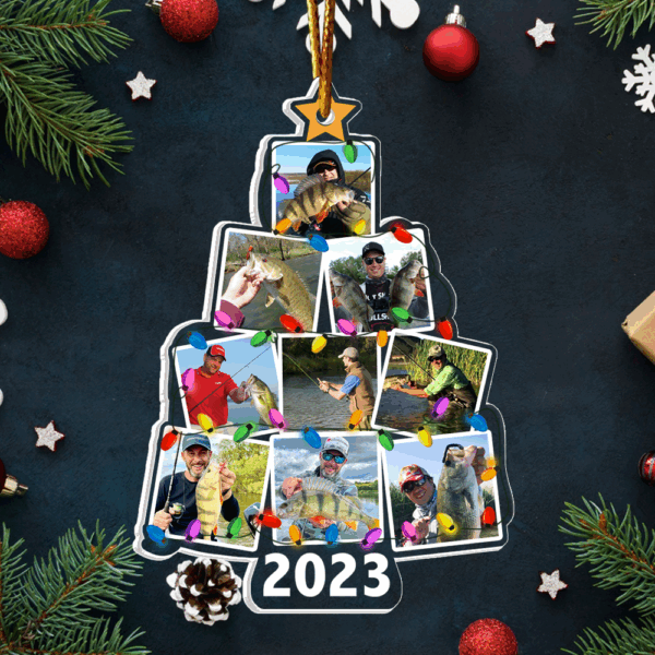 Custom Photo Christmas Tree Fishing - Personalized Acrylic Photo Ornament - Image 4