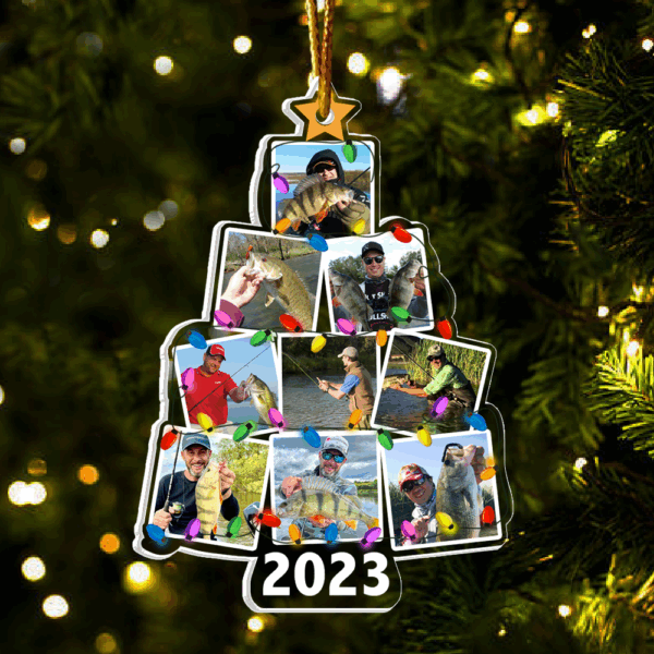 Custom Photo Christmas Tree Fishing - Personalized Acrylic Photo Ornament - Image 3